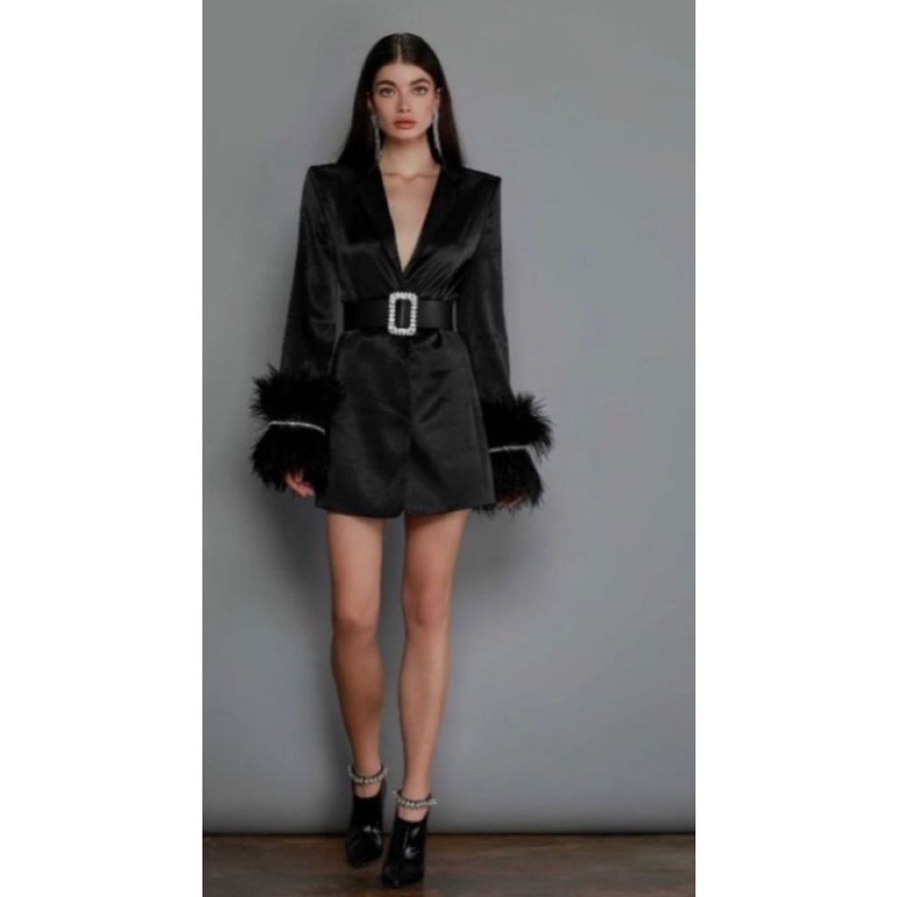 Bronx and Banco Odessa Feather Blazer Dress in Black